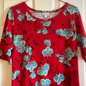 Lularoe floral red midi dress size medium